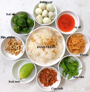 Nguyên liệu làm bánh tráng trộn